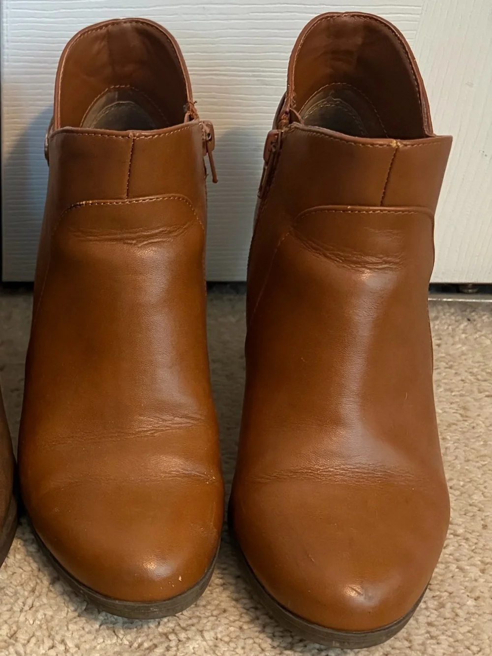 Gianni Bini Cognac Brown Leather Ankle Booties Size 7